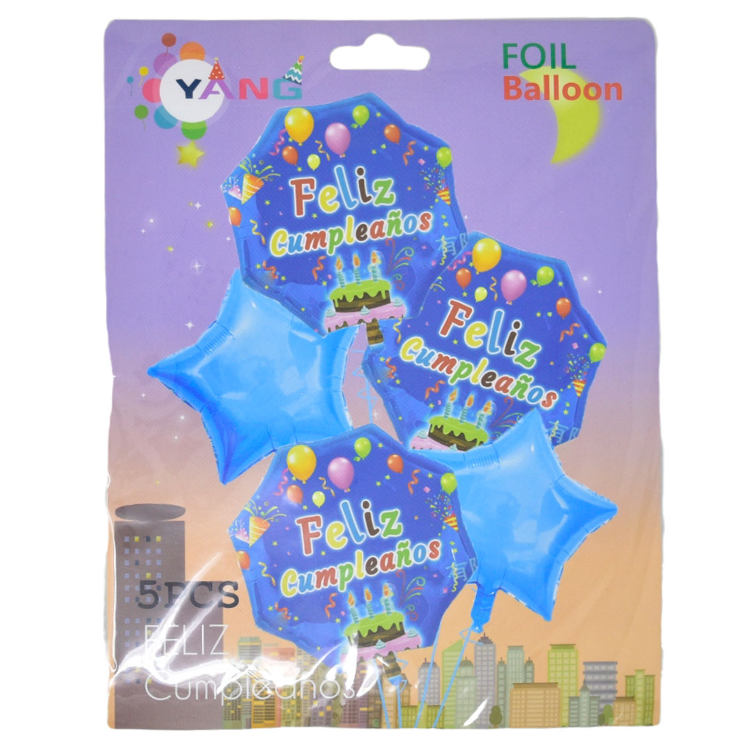 KIT GLOBOS OCTAGONO AZUL   Mercería San José